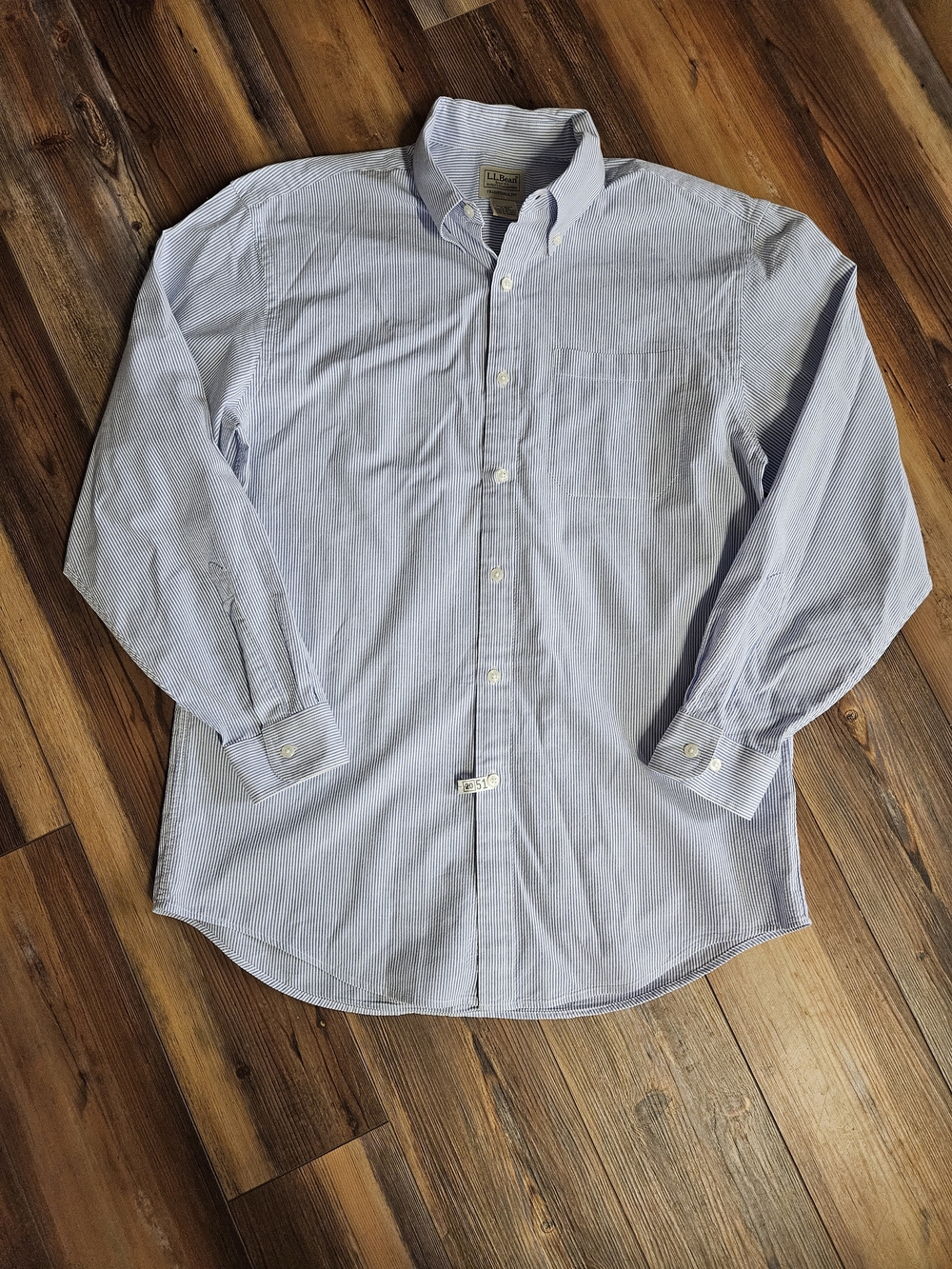 L.L. Bean Blue and White Pinstripe Button-Down Shirt